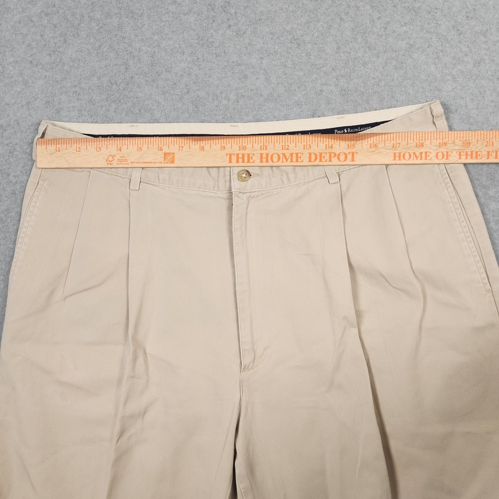 Vintage Polo Ralph Lauren Hammond Pant 40x30 (Act 38x30) Tan Pleated Chino USA - Picture 14 of 16
